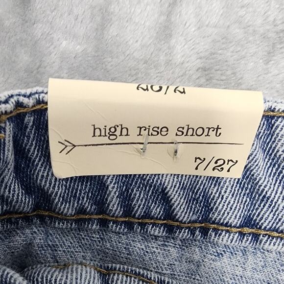 NEW Banjara Shorts Womens 7/27 Blue Embroidered Flowers High Rise Light Wash - Picture 4 of 11